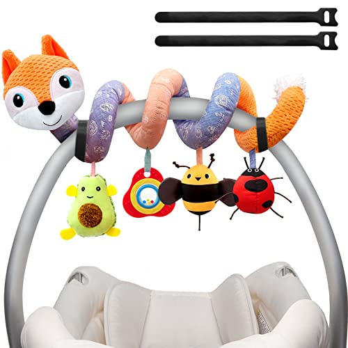Image of MONSTIME Car Seat Toys Newborn Toys, Stroller Toy Baby Toys 0-6 Months Carseat Toy for Infants 0-6 Months for Carseat Stroller Crib with Music Rattles Teether, Baby Toy for 0 3 6 9 12 Boys Girls