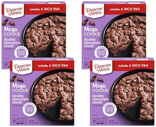 Duncan Hines Mega Cookie Double Chocolate Chunk Pan Cookie Mix, 8.4 oz (Pack of 4)
