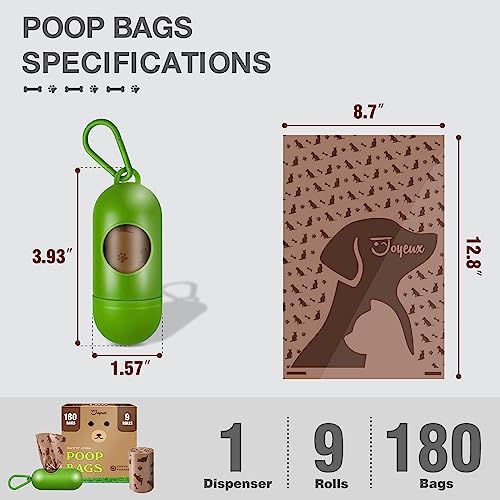Image of 180 Count Dog Poop Bags with Dispenser, Leak-Proof Large Doggie Bag for Poop, Extra Thick Doggy Waste Bags, Unscented, Pet Trash Bags Holder Outdoor Puppy Walking and Traveling Rolls, Brown