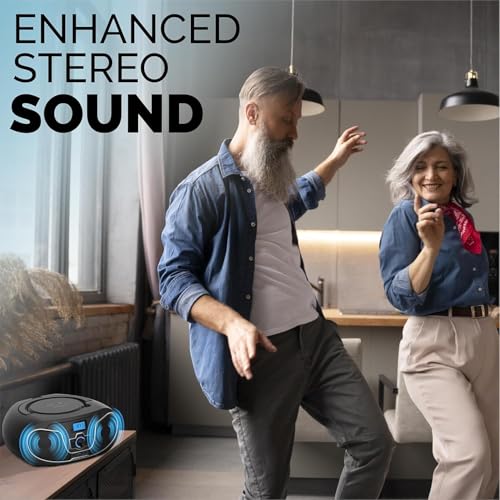 Image of Philips CD Player Boombox, Dynamic Bass Boost with Bluetooth, FM Radio, USB Playback & AUX Input, Portable Top-Loading Boombox, Clear Stereo, RW /MP3 Compatible (Black)