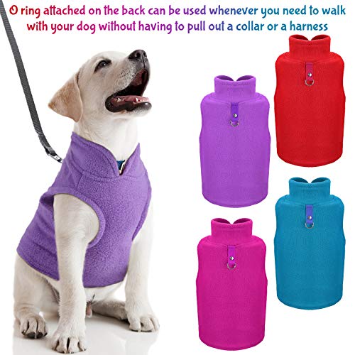 Dog Fleece Vest 4 Pieces Dog Cold Weather Pullover Dog Cozy Jacket Winter Dog Clothes Pet Sweater Vest With Leash Ring For Small Dogs #TOP3