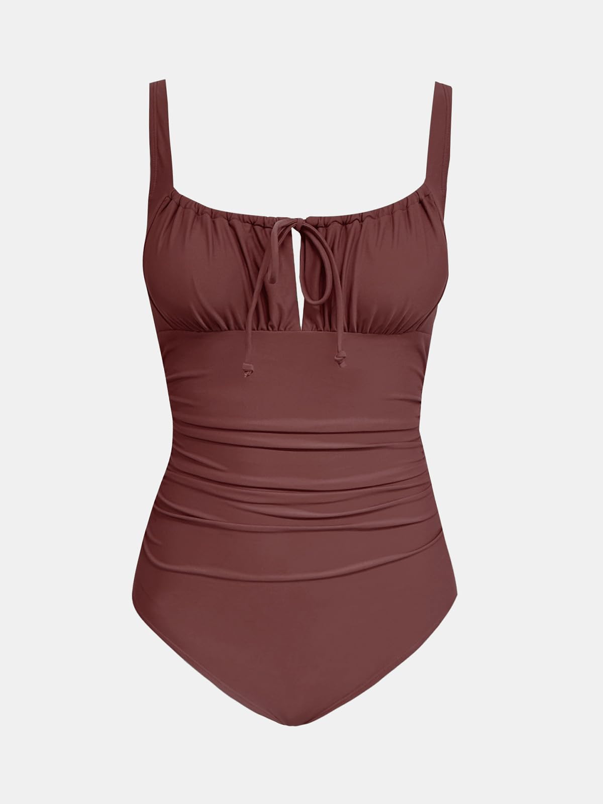 CUPSHE Maillot de bain une pièce pour femme - Col carré - Découpe dans le dos - Cordon de serrage - Crochet à nouer dans le dos