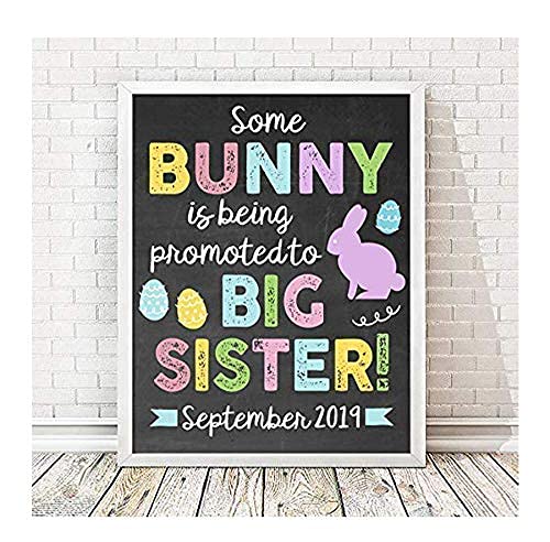 Personalized Easter Big Sister Pregnancy Announcement Paper Art Print | Pregnancy Announcement Sign | Baby Announcement Photo Prop | Big Sister Sign | New Baby Sign | Easter Sibling Announcement