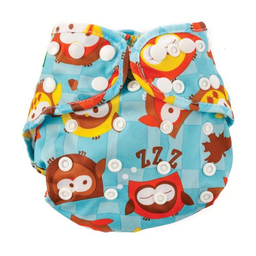 Bumkins Cloth Diaper Cover, Blue Owl, One Size