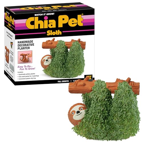 Chia Pet Sloth with Seed Pack, Decorative Pottery Planter, Easy