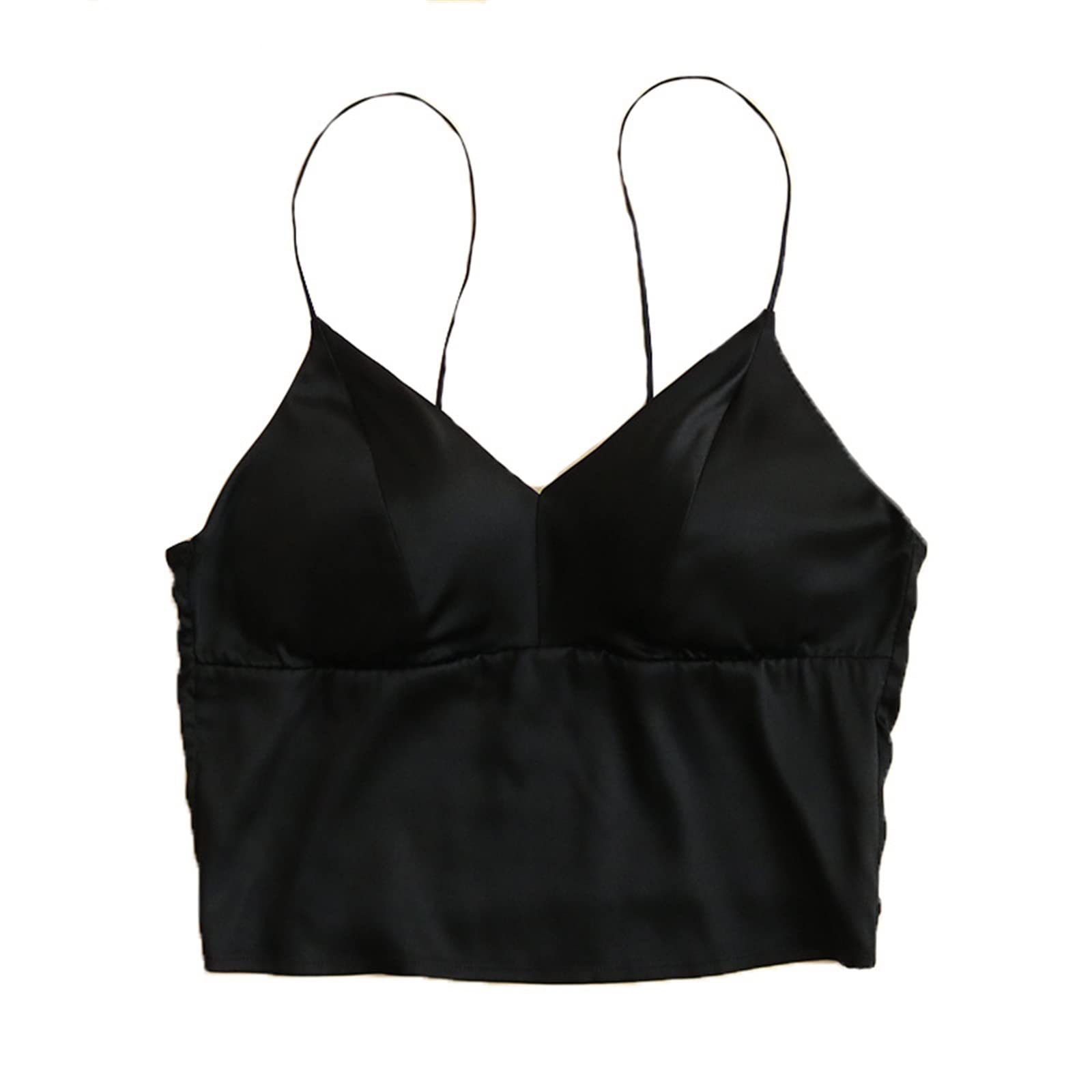Riu satin cup in bra top インナー Mulberry Silk Crop Tank Tops for Women with Built in Bra Sexy Cami