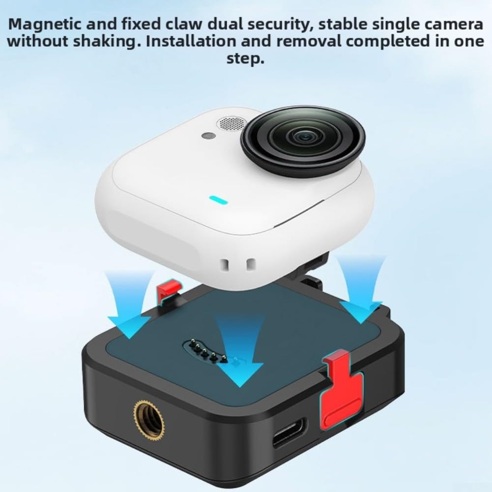 Station de charge magnétique sans fil, base de charge ultra portable ForInsta360 Go - Base de charge à dégagement rapide pour l'extérieur (noir)