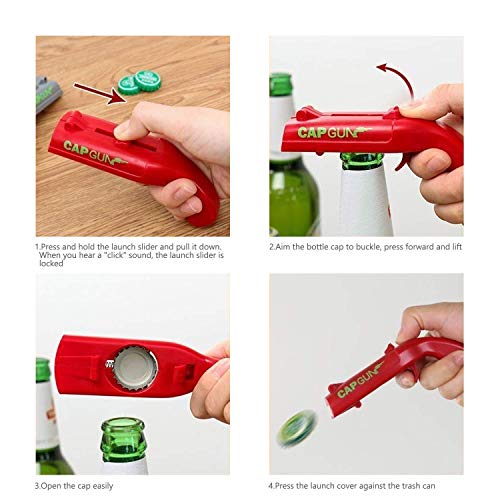 KARAA 2 stuks flessenopener pistool bieropener flessendop cap shooter grappige flesopener voor thuis bar party drinkspel - Afbeelding 5