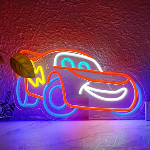 OOSIVEN Racing Car Neon Sign for Wall Decor, Anime LED Neon Light Car Themed Decor for Boys Bedroom,...