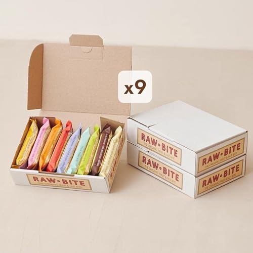 RAWBITE Riegel PROBIERBOX I 9 Bio Nuss-Riegel in Vorteilsbox I verschiedene Sorten I Datteln und Nüssen I Vegan, glutenfrei, laktosefrei I enthält von Natur aus Zucker I 9 x 50g Cover