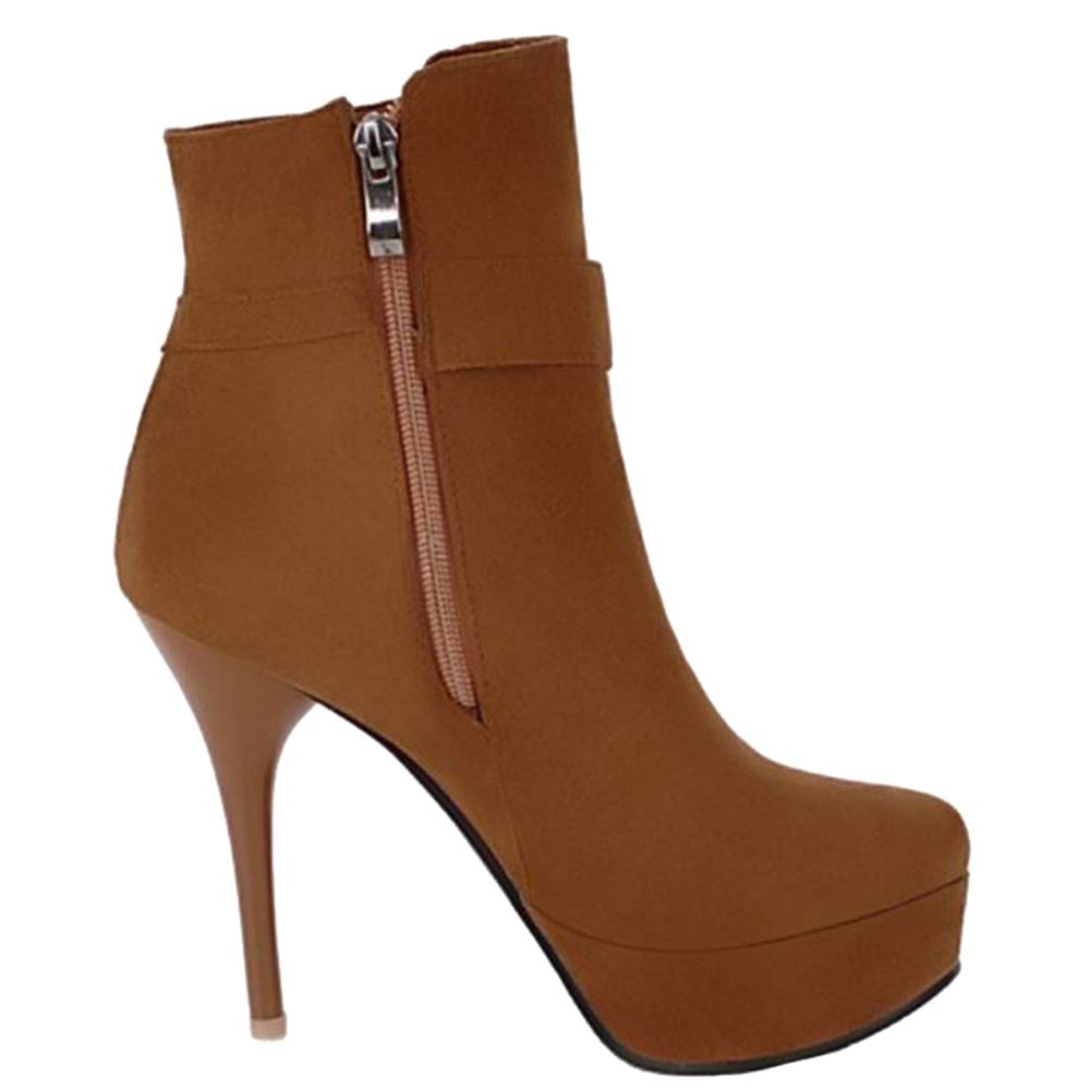 Onewus Botas de tacón alto de caña corta para mujer