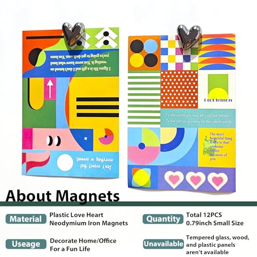 20 Stück Schwarz Herz Magnete Kühlschrank,Kleine Dekorative Magneten für Kühlschrank & Magnettafel,3D Kühlschrankmagnete in Herzform für Whiteboard,Tafel & Büro Deko,Magnet Set für Kinder & Erwachsene