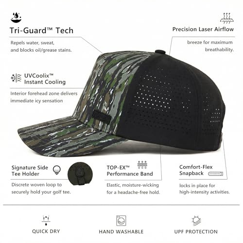 Image of TOP-EX Performance Baseball Hat for Men Water Resistant Golf Cap Running Cooling Snapback Laser Perforated