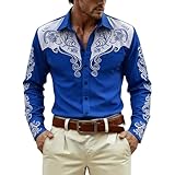 Caractéristiques: Style long Générique Chemise pour Hommes Chemise Western Cowboy à Manches Longues Chemises Brodée Amérindienne T-Shirt Rétro en Denim Tenue Vintage Tendance pour Le Carnaval Chemiser Élégante de Style Bohème