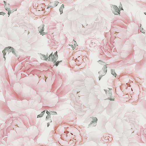 Safiyya Pink Floral Wallpaper Peel and Stick Removable Self Adhes...