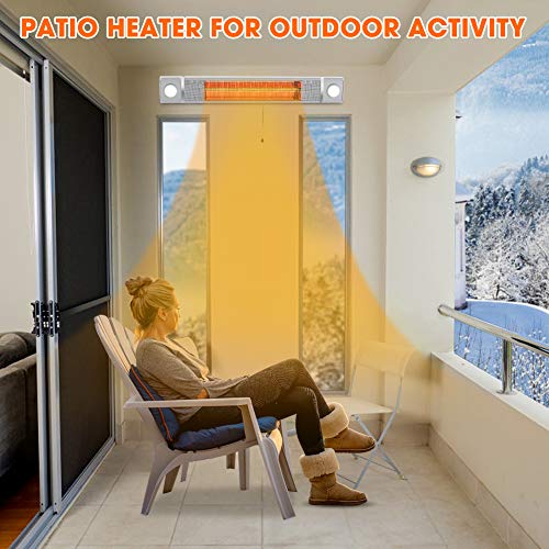 PATIOBOSS Patio Heater, Infrared Heater with LED Light and Remote Control, Electric Outdoor