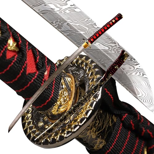 OKSs Katana Sword Real Rayskin Hardwood Saya Handmade Japanese Samurai Sword Can Chop Bamboo...