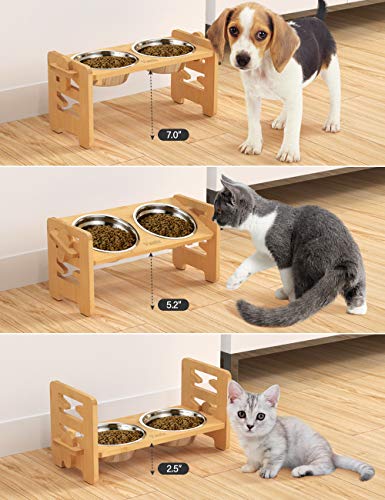 Vantic Elevated Dog Bowls-Adjustable Raised Dog Bowls with Stand for Small Size Dogs and Cats,Durable Bamboo Dog Feeder… - Image 2