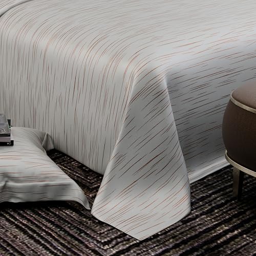 Image of Stoa Paris 350TC Luxstre Cotton Super King Printed Bedding Set for King & Double Size Beds with 2 Pillow Covers, 274 x 274cm Bedsheet, All-Season Comfort, Breathable, Home Decor, Panache 2.0 - White