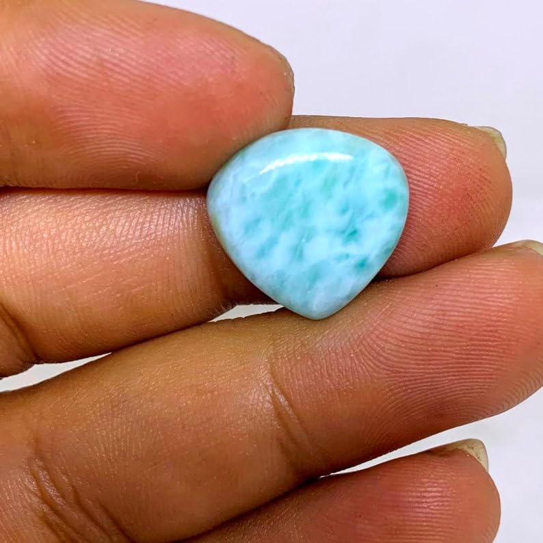 Cœur en larimar gemme naturelle cabochon bleu azur pour pendentif et collier DIY