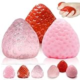 3 Pcs Big Squishie Strawberry Toys, Cute Strawberry Squeeze Toys, Kawaii Jelly Stress Toys, Fruit Squishy, OPP Gift Bags – Perfect for Party Favors, Classroom Prizes & Birthday Gifts for Boys Girls