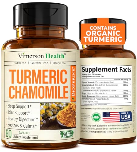 Turmeric Supplement & Chamomile Capsules for Sleep - Organic Turmeric