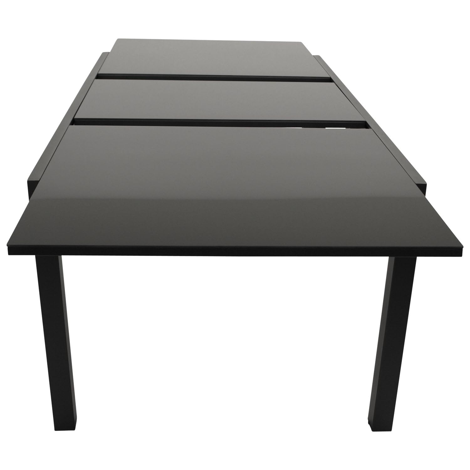 DEGAMO Gartentisch Ausziehtisch ELBA XXL, 200/300x110cm, Aluminium anthrazit + Glas schwarz, Outdoor