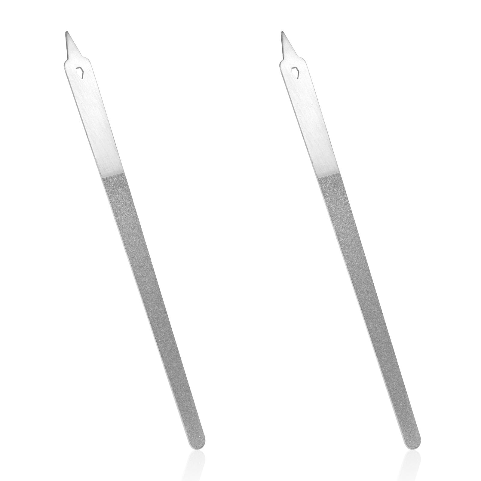 2pcs Diamond Dust Double Sided Deb Nail Files, Stainless Steel Toe Nail Files with Sharp Pointed Tip Metal Professional Manicure Pedicure Tools for Fingernail & Toenail