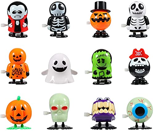 FunsLane Halloween Citrouille fantôme fantôme Skull Wind Up Toys, Jouets de Saut drôles pour Halloween Party Faveur Goody Bag Filler (12 Pack)