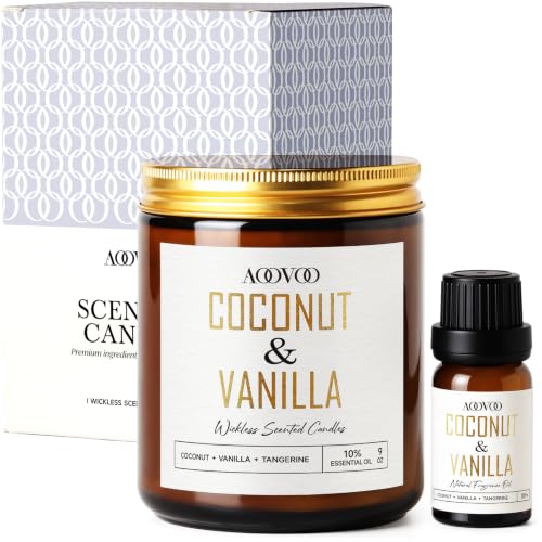 Image of AOOVOO Coconut Vanilla Wickless Candle - Candle for Warmer Lamp | with 10ml Essential Oil for Custom Aroma, Flameless Non-Toxic Soy Scented