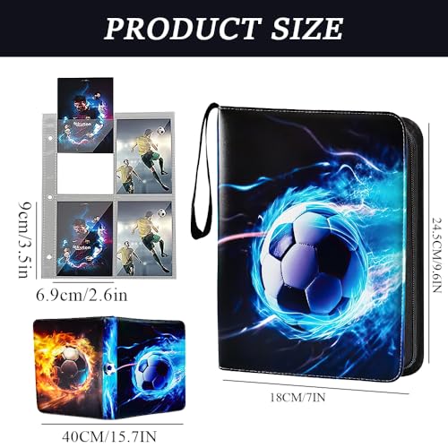 YANGUN Football Card Holder, 400 Pockets Football Card Binder, Trading Card Games Collection, Football Card Book, Football Card Folder, Football Trading Card Binder Album with Removable Sleeves (A) - Image 2