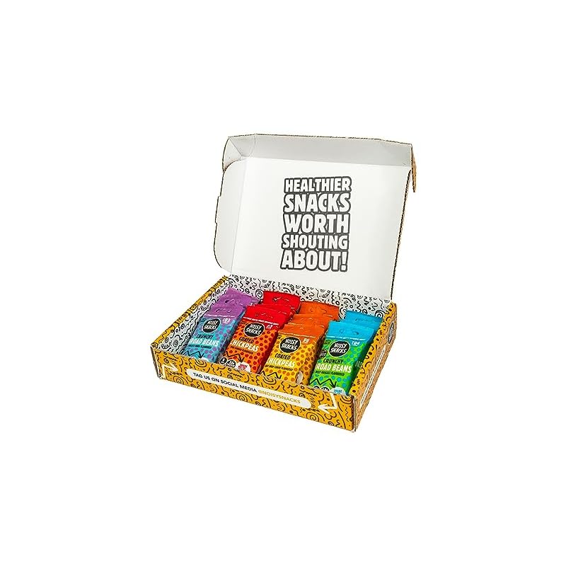 Noisy Snacks Healthy Snack Gift Box - Chickpea & Broad Beans Gift Hamper - Vegan Snacks - Variety Pack - Low Calorie, High Protein, Gluten-Free, Full of Fibre - Vegan Gifts (25g x 12)