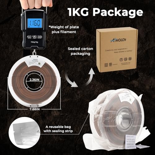 Image of AMOLEN PLA Filament Fossil Gradient Stone PLA 3D Printer Filament 1.75MM Dimensional Accuracy + /- 0.02mm1kg(2.2lbs) Matte Finish Printing Spool