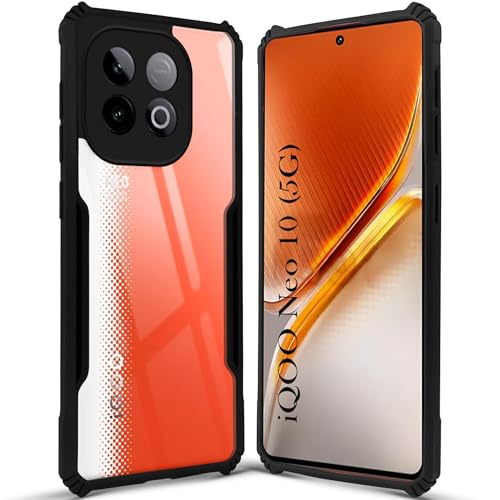 Image of Jkobi Hybrid Back Cover Case for Vivo iQOO Neo 10 (Shockproof with Polycarbonate Clear Panel | Professional Black)