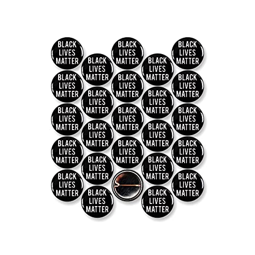 Black Lives Matter Pinback Buttons – Durable Round Metal Badge – Show Support for Social Justice, Equality & Anti-Racism – Bold Statement Accessories for Marches & Everyday Wear – 1 Inch (25 Pack)