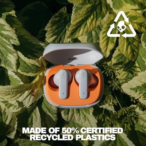 Image of Skullcandy Smokin' Buds Wireless Earbuds, Bluetooth Headphones, Noise Isolating Fit, Up to 20 Hours Battery, IPX4 Sweat and Water Resistant, Microphone for iPhone Android - Bone