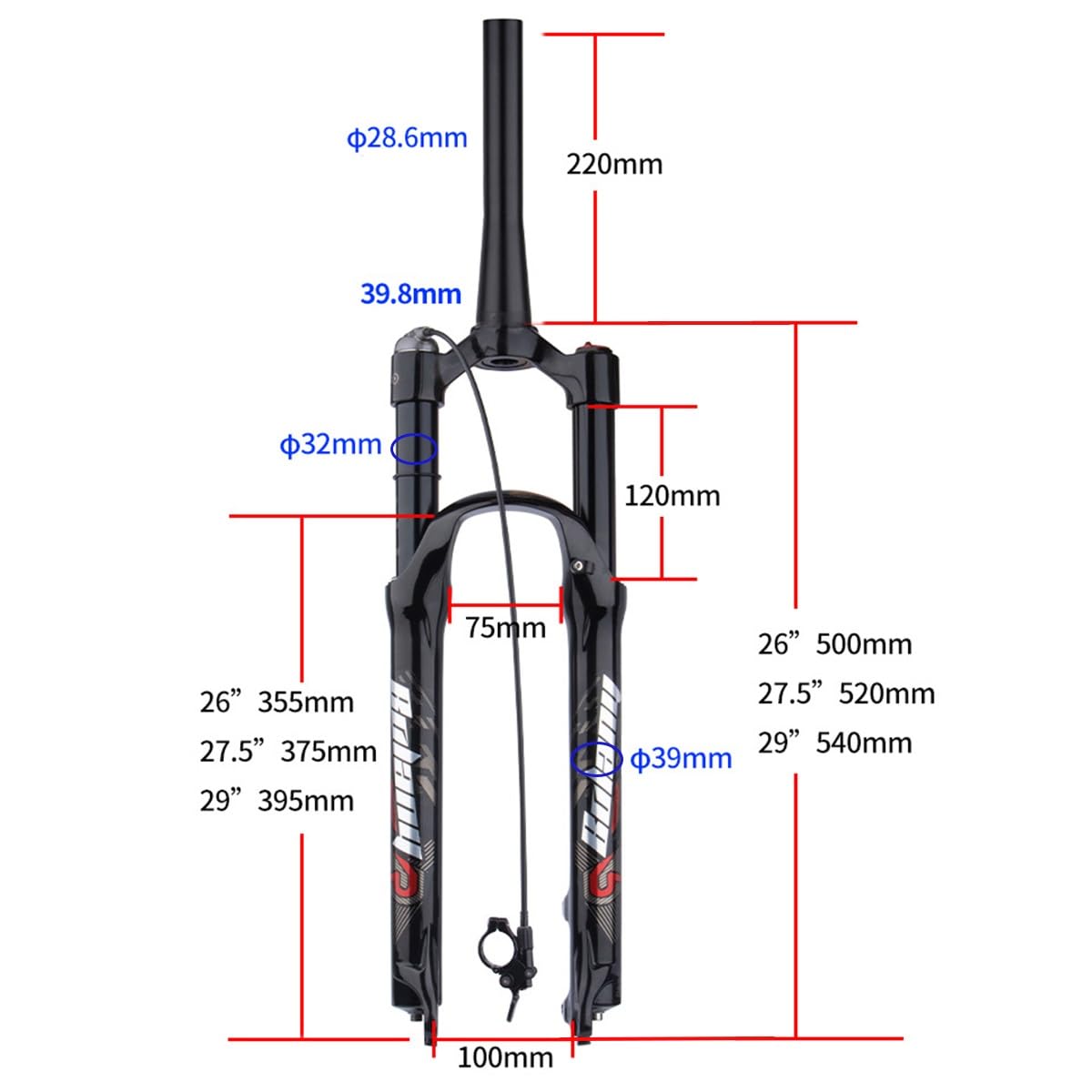 MTB rower widelec amortyzowany pneumatycznie 1 1/8 cala stożkowa rura górska widelce amortyzowane 26 27,5 29 cali skok sprężyny 120 mm oś QR 9 mm 100 mm ręczna blokada z pilotem zdalnego sterowania