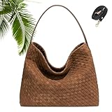 Generisch 2026 Upgrade Bolso de Hombro de Gamuza Tejido, Bolso Hobo Grande para Mujer, Bolso Trenzado Satchel de Moda Bolso Casual de Gran Tamaño para Trabajo, Viajes y Vida Diaria, marrón, Generisch