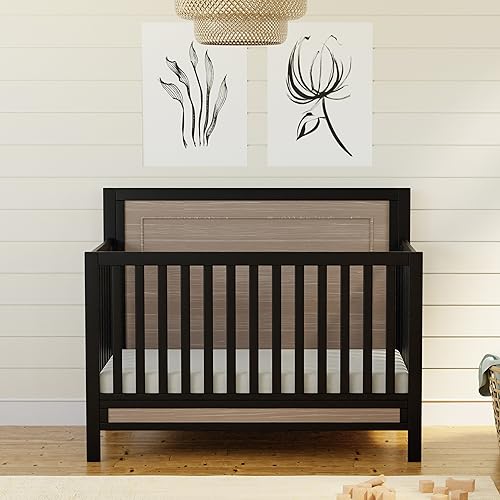 Image of Carter's by Davinci Radley 4-in-1 Convertible Crib in Ebony & Coastwood, Greenguard Gold Certified
