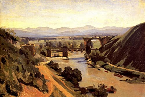 Cuadro en lienzo del puente de Augusto en Narni para decorar tu oficina con arte clásico de Corot