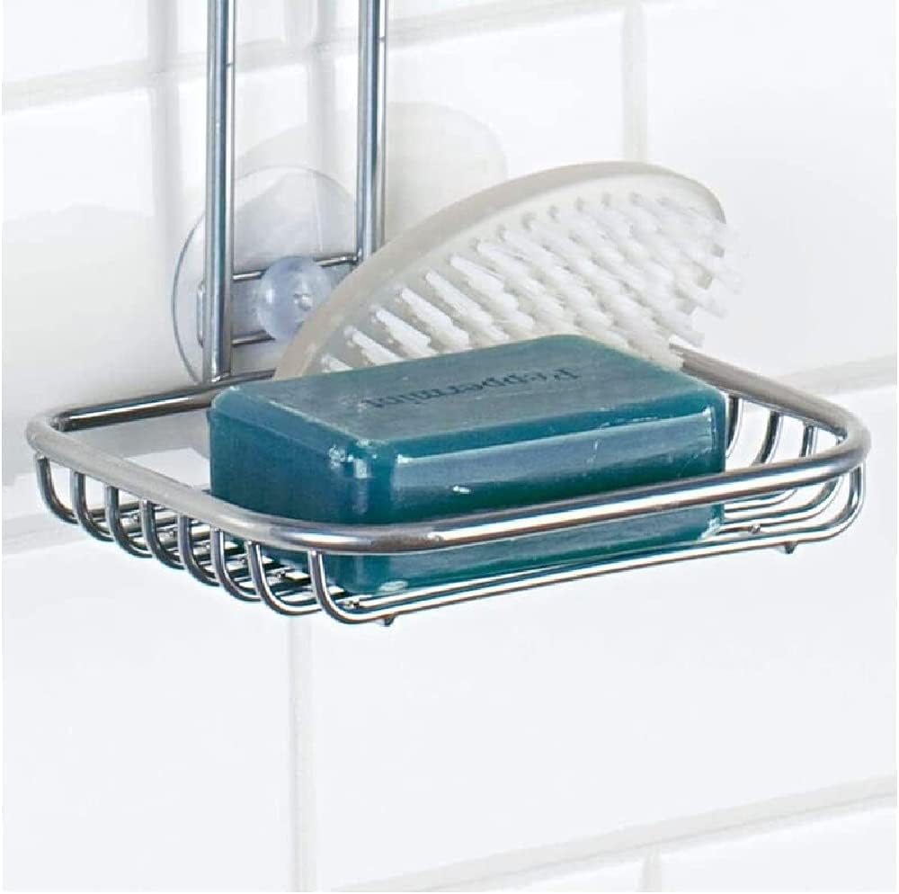 InterDesign Linea Adjustable Shower Caddy - Bathroom Storage Shelves for Shampoo, Conditioner and Soap, Silver
