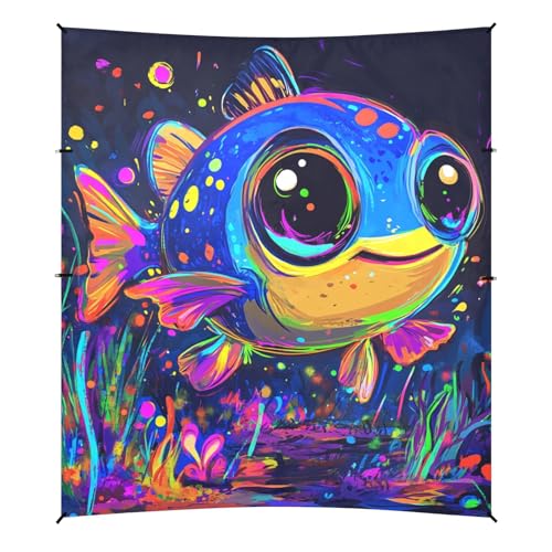 Cute Blue Tang Foldable Beach Cabana UPF50+ Water-Resistant Portable Sun Shelter with Sandbags, Sand Shovel, Poles for Family Trips, Picnics & Camping