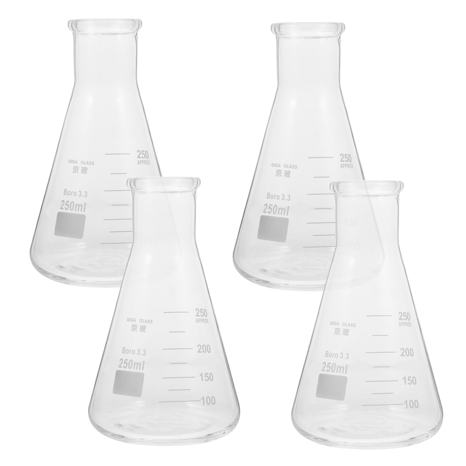 Beuta Conica in Vetro Borosilicato 4 Pezzi, Flacone da Laboratorio