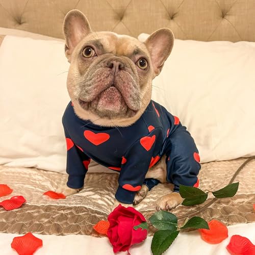 Image of Spark Paws Dog Pajama, Dog Recovery Suit Male, Onesie, Ultra-Soft and 4-Way Stretch, for Small Medium and Large Breeds - Hearts - L