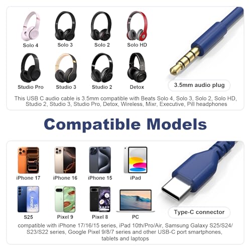 Cable USB C a Jack 3.5mm para Beats Studio soluciona audio dañado 3