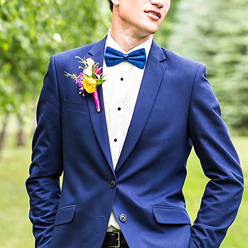 Avantmen Men's Bowties Formal Satin Solid - 12 Pack Bow Ties Pre-Tied Adjustable Ties For Men Many Colors Option In Bulk #TOP7