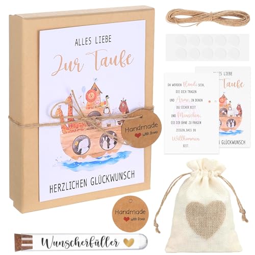 Cadeaux de baptême pour filles et garçons, argent pour un baptême, coffret cadeau pour réaliser un vœu, comprenant carte de baptêmes, éprouvette, sac en...