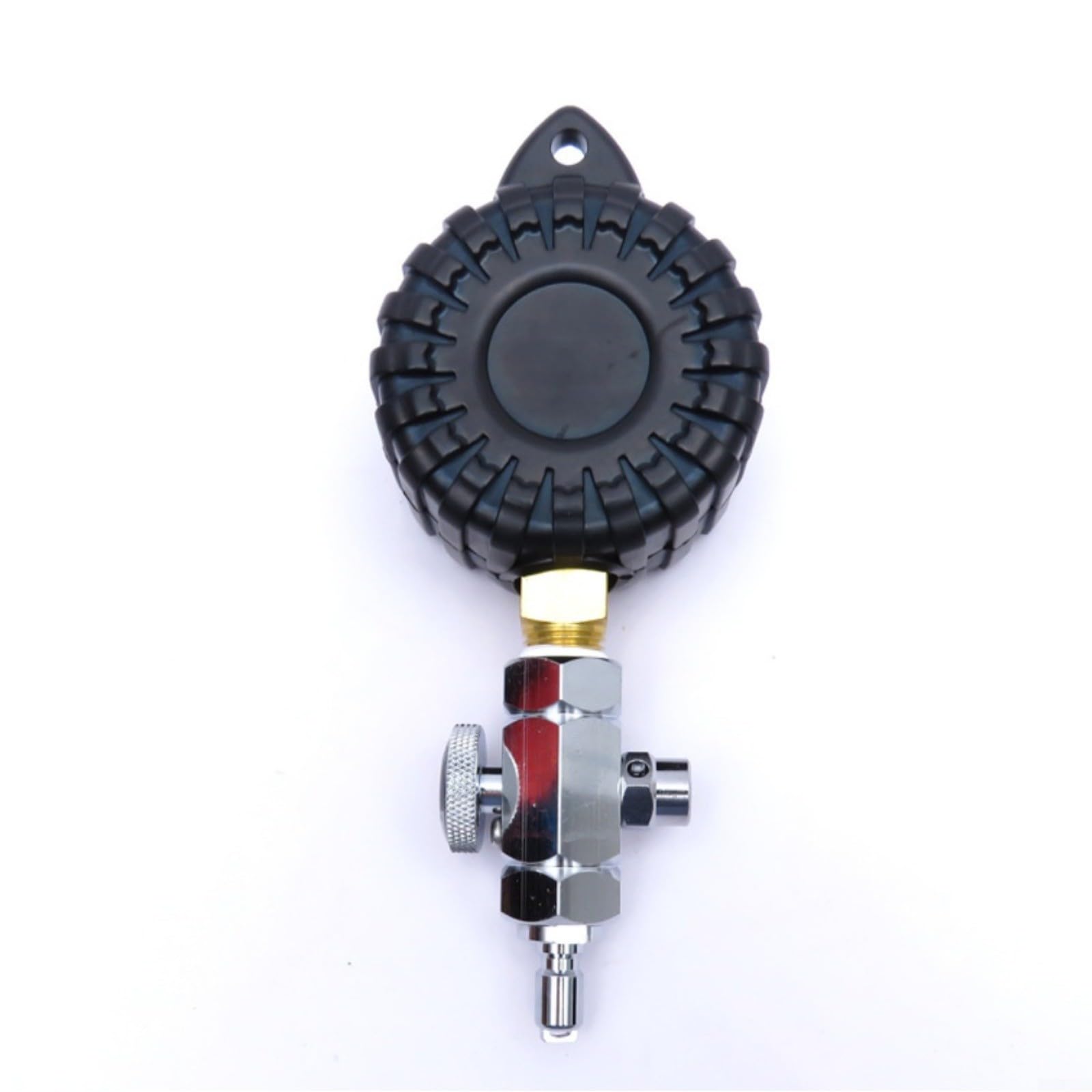 Medidor de presión de buceo 300PSI latón intermedio de baja presión para regulador BCD, primera etapa con válvula de alivio de seguridad, plata