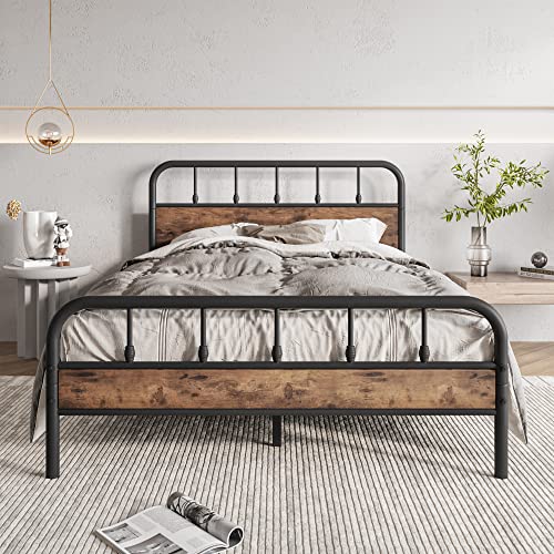 VECOCHO Bett 120x200 mit Lattenrost aus Metall, Bettgestell 120 x 200 Metallbett mit Kopfteil und Fußteil, Modern Gästebett Jugendbett, Leicht zu...