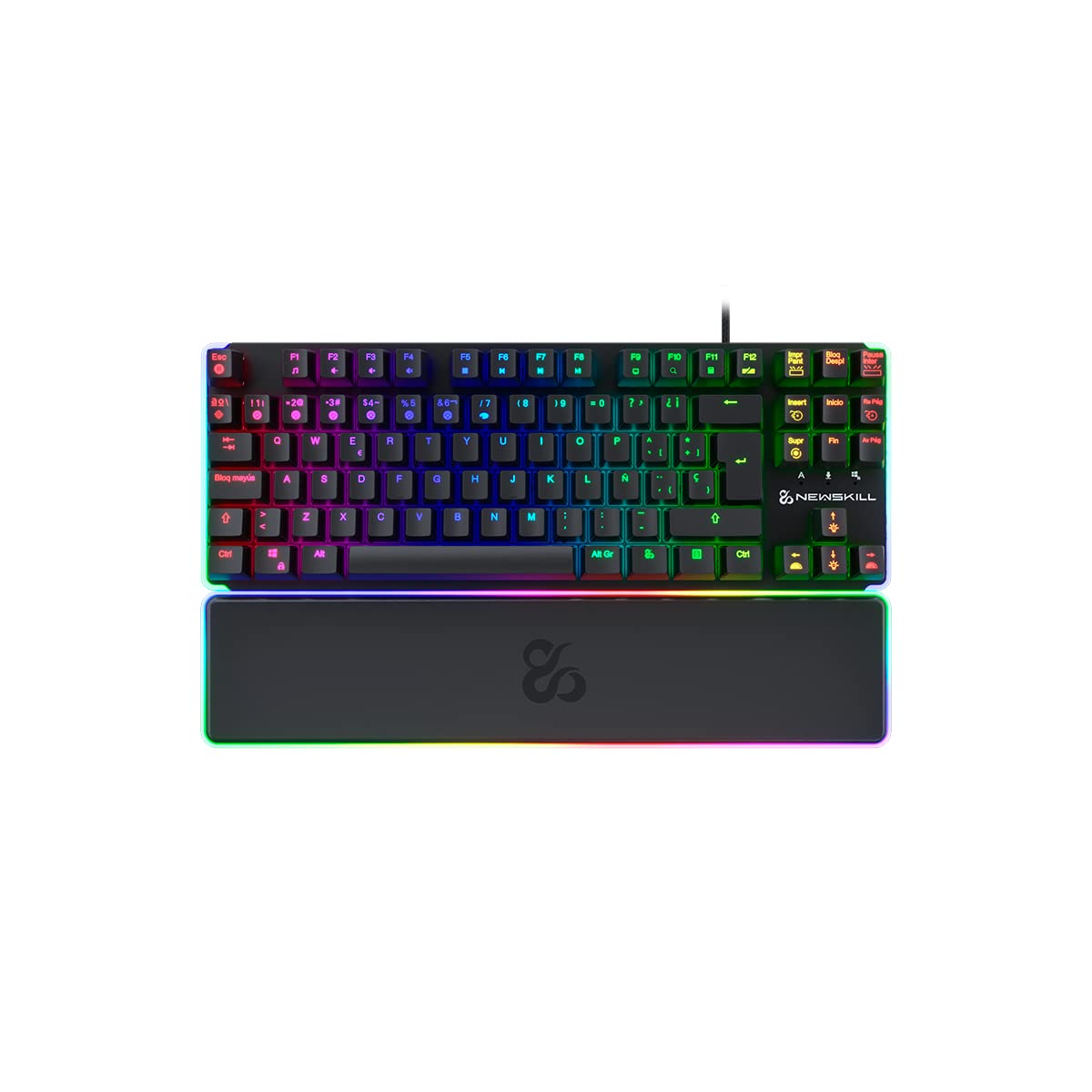 NEWSKILL Gungnyr TKL Pro Teclado Gaming optomecánico RGB tenkeyless Gateron Red hotswap Negro